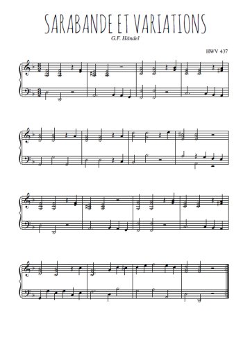 Téléchargez l'arrangement pour piano de la partition de Sarabande en PDF
